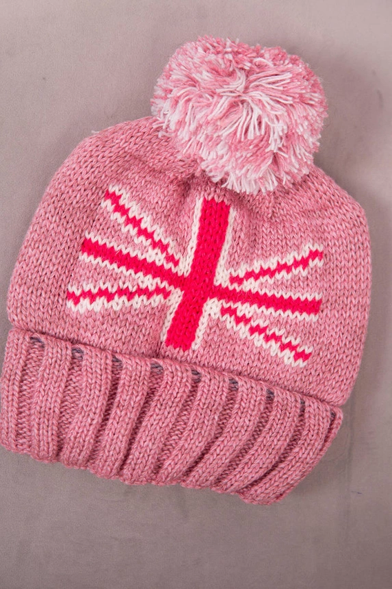 Cap with a pompom Elizabeth K386 dark pink