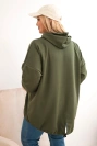Bluza damska Plus Size masełko z kapturem i nadrukiem khaki