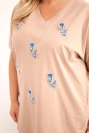 Women's cotton Plus Size blouse with feathers camel