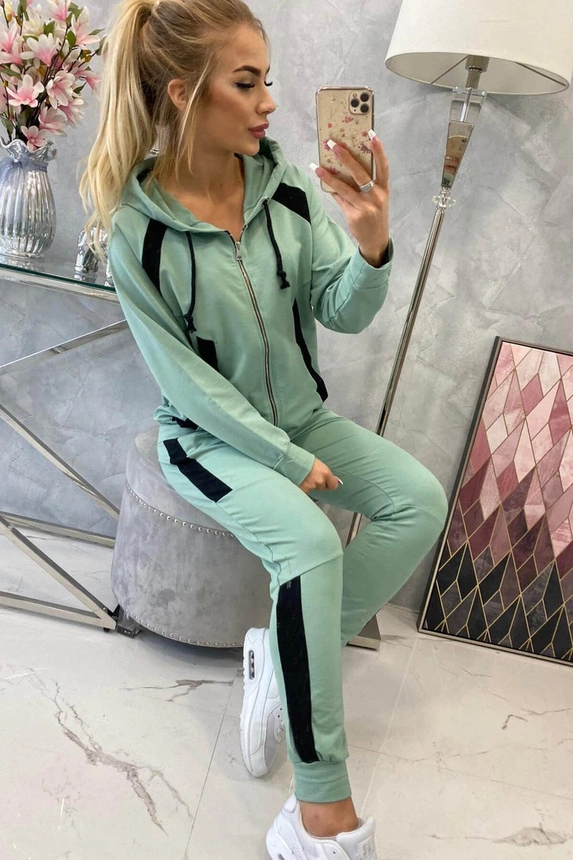 Sportset mit Streifen dunkel mint