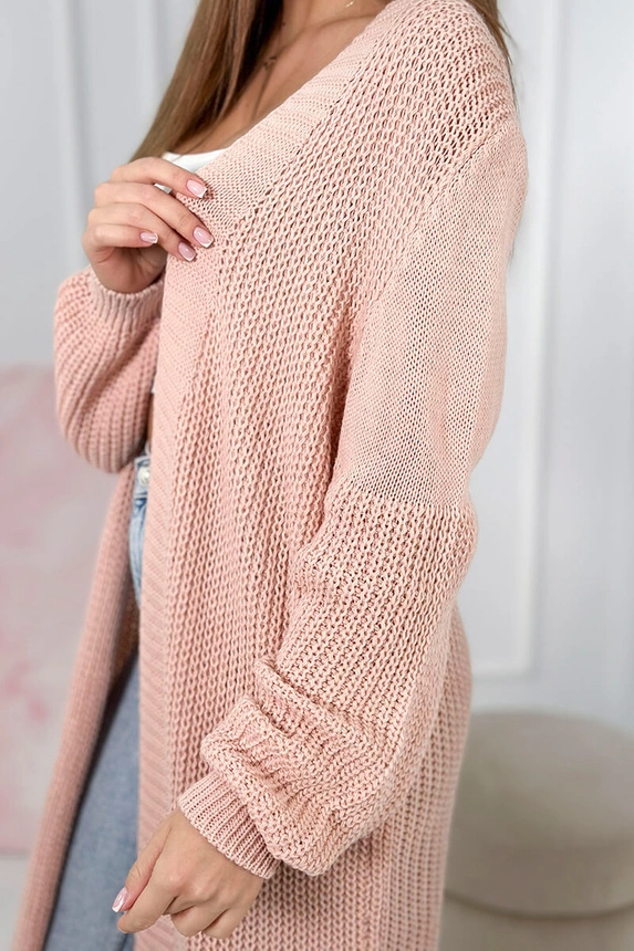 Sveter Kardigán s vreckam svetlá púdrovo ružová