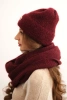 Ladies' set with a hat and a scarf made of soft knit burgundy