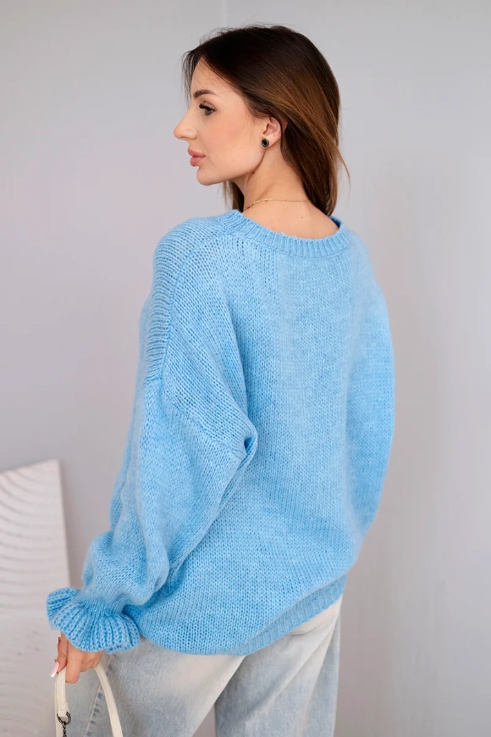 Damenpullover mit Mohair- und Wollanteil in lockerer Passform blau