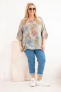 Women's plus-size cotton blouse with short sleeves and floral pattern fango