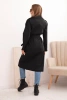 Women's coat tied at the waist with a collar black