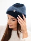 Klassische Damenmütze mit dekorativem Emblem marineblau+jeans