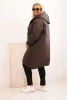Women's Plus Size quilted jacket with a hood and sporty cuffs brown
