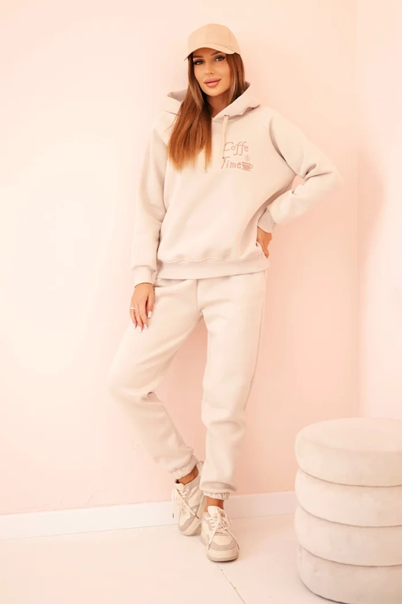 Damenanzug aus Baumwolle mit Druck gefüttert beige