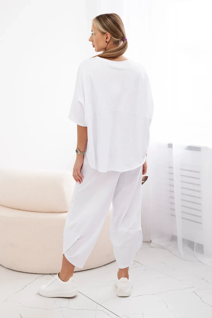 Baumwollset Bluse + Hose weiß
