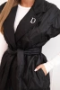Women's quilted vest with a belt and wide collar black