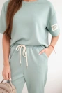 Women's set made of viscose butter with short sleeves and pants dark mint