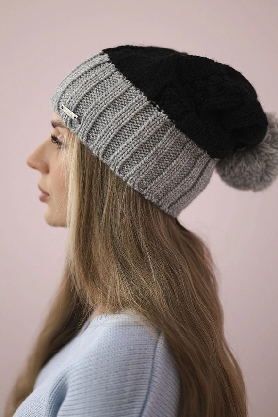 Cap with fleece Paris K212 black+gray