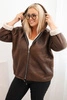 Women's Plus Size jacket with a hood and shearling brown