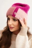 Women's colorful viscose cap with decorative button purple + dark pink