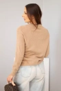 Dámsky sveter z baby alpaky s dlhým rukávom a okrúhlym výstrihom karamelový