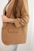 Elegantná sako s klopami tmavý camel