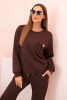 Women's set butter sweatshirt and pants with elastic brown