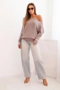 Women's asymmetrical batwing viscose sweater cappuccino