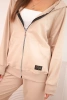 Women's cotton set with a hood and zipper beige