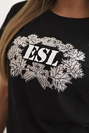 Dámska bavlnená blúzka s ozdobnou potlačou ESL čierna
