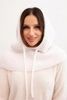 Women's hooded cap with tie and braided pattern white