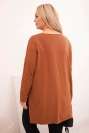 Damenbluse Plus Size asymmetrisch mit langen Ärmeln dunkel camel