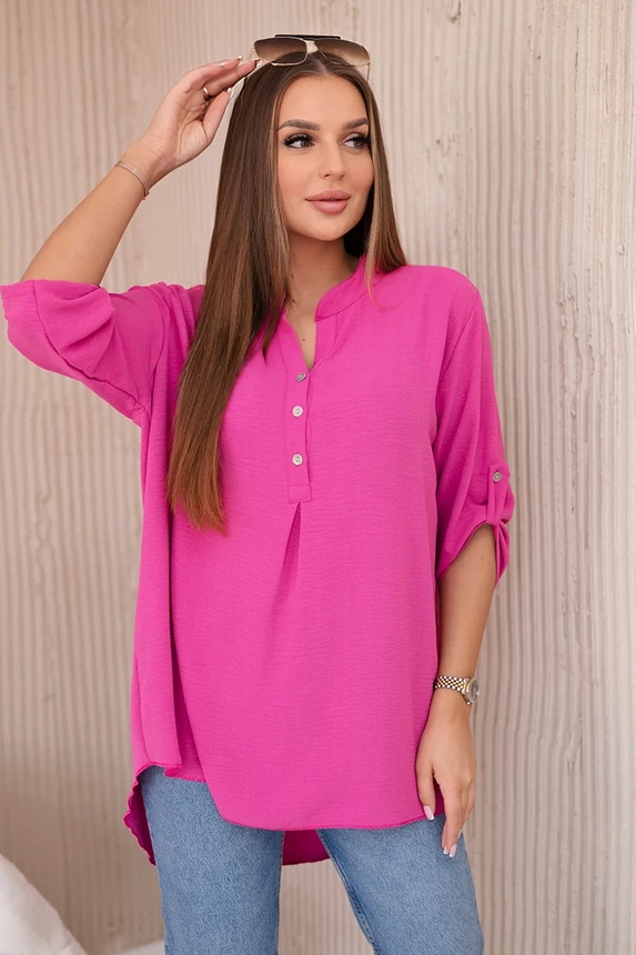 Bluse mit längerem Rücken Fuchsia