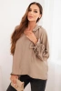 Women's viscose blouse with a V-neck and ties at the sleeves fango