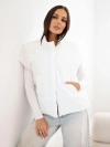 Dámska prešívaná krátka bunda s golierom a zipsom béžová