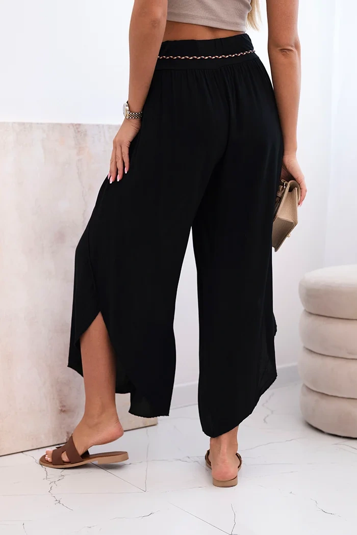 Damenhose aus Viskose mit Beinschlitz schwarz
