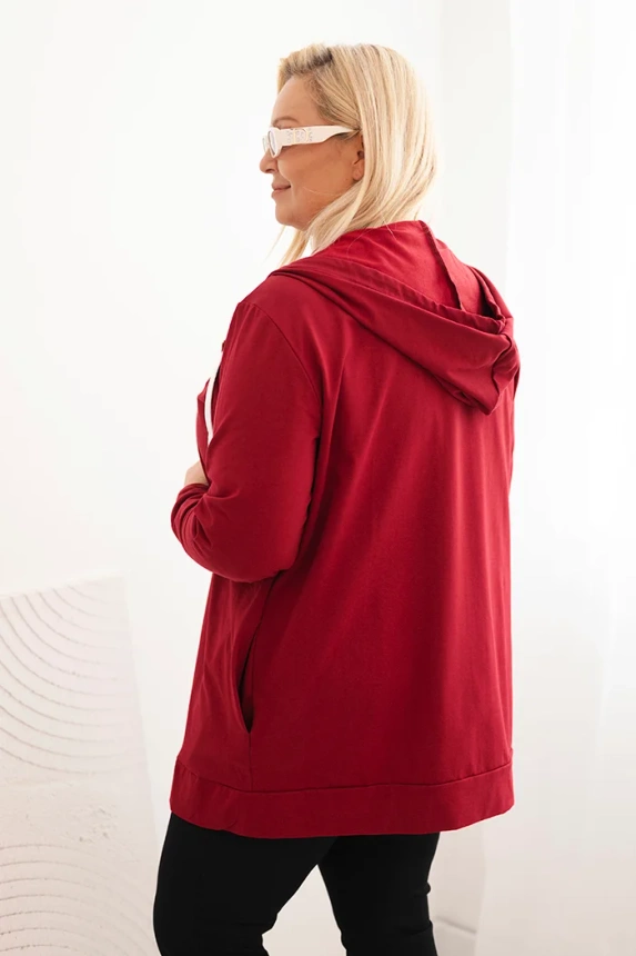 Women's Plus Size cotton hoodie with a large letter H burgundy