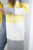 Grau+gelb gestreifter Cardigan-Pullover