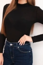 Damenpullover mit Rollkragen und langen Ärmeln aus Kaschmir schwarz