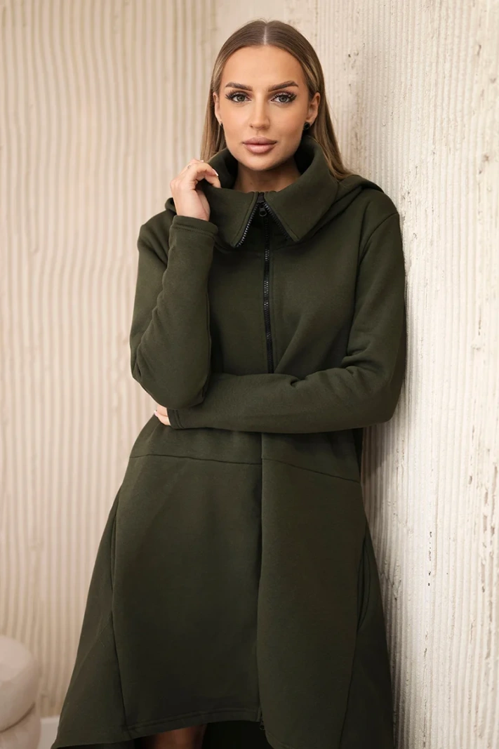 Insulated dress with longer sides khaki