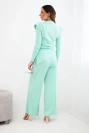 Women's cotton set with a top and wide-leg pants mint