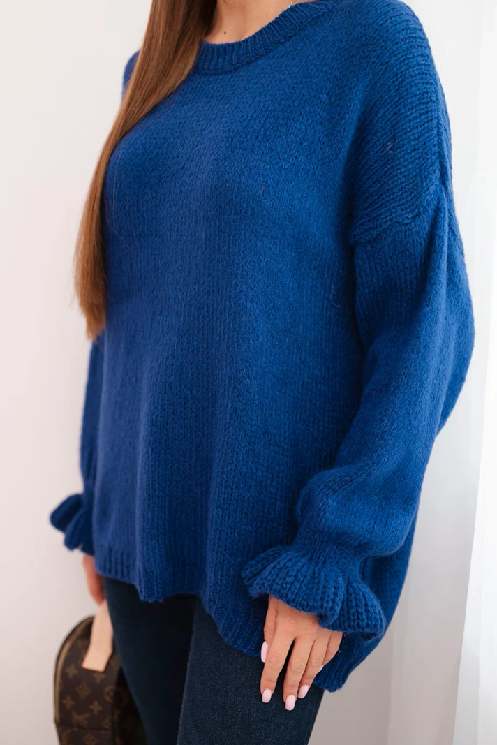 Women's sweater with a blend of mohair and wool in a loose fit bluebell