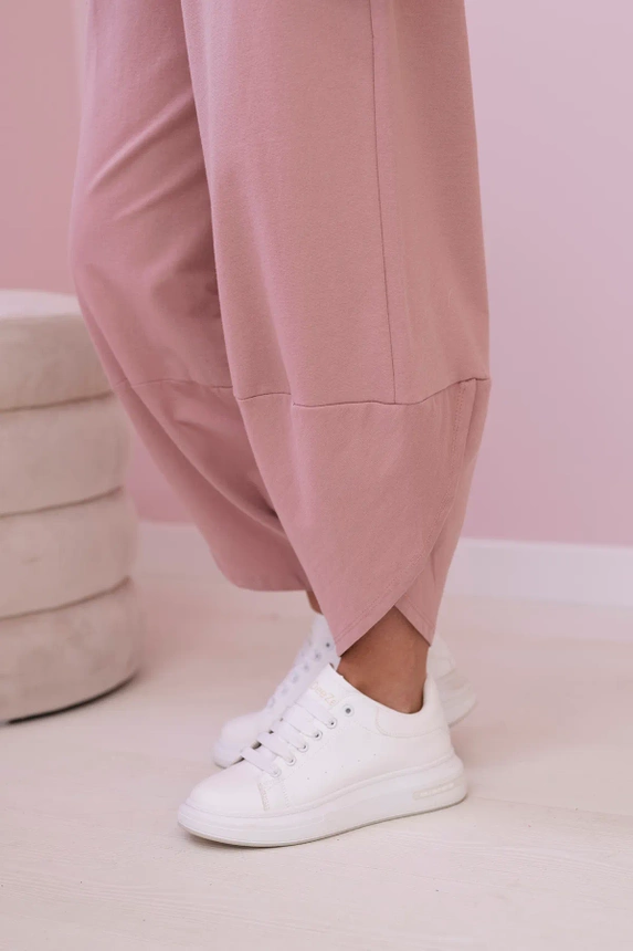 Cotton sweatshirt pants set dark pink