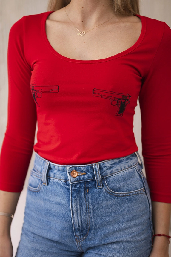 Bodysuit mit Pistolendruck rot