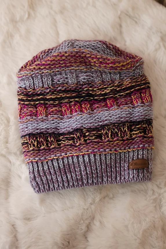 Cap with fleece Patrycja K254 purple+grey