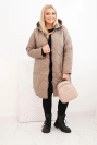 Damenjacke Plus Size Winter gesteppte mit Kapuze fango