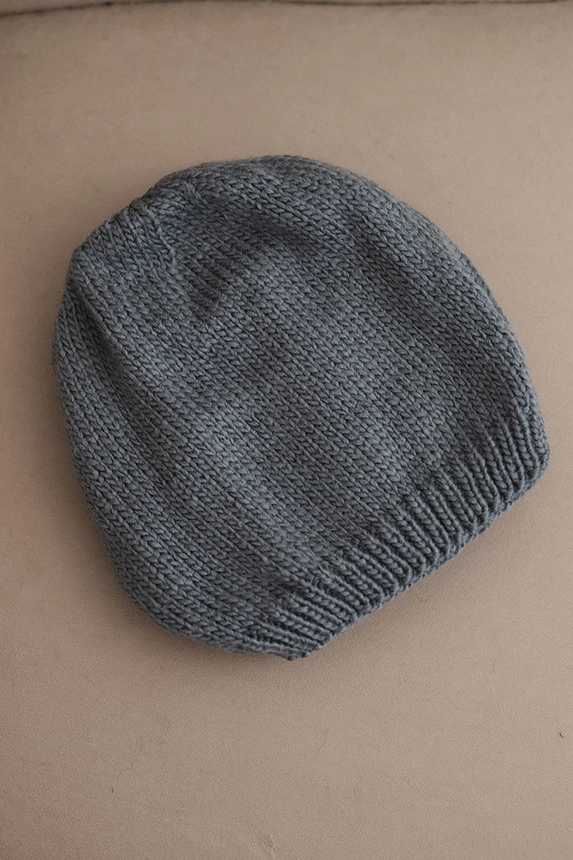 Women's winter hat with ears and ribbed knit K440 dark gray