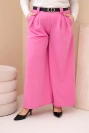 Plus Size women's viscose pants with wide legs and a belt pink