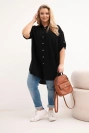 Damenbluse Plus Size aus Viskose mit längerem Rückenteil schwarz