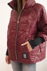 Quilted women's jacket with a short cut and a stand-up collar burgundy