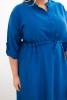 Plus Size women's dress made of viscose with buttons and a waist tie cornflower blue