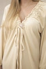 Velour dress with V-neck light beige