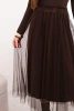 Women's midi tulle skirt with viscose lining brown