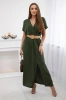 Long dress with a decorative belt khaki