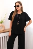 Damen-Set mit lockerer Bluse und weiter Hose schwarz