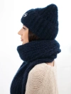 Damen-Set Mütze und langer Schal marineblau